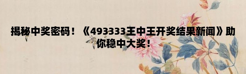 揭秘493333王中王开奖结果——一次彩票的奇幻之旅，揭秘彩票奇幻之旅，493333王中王开奖结果揭晓